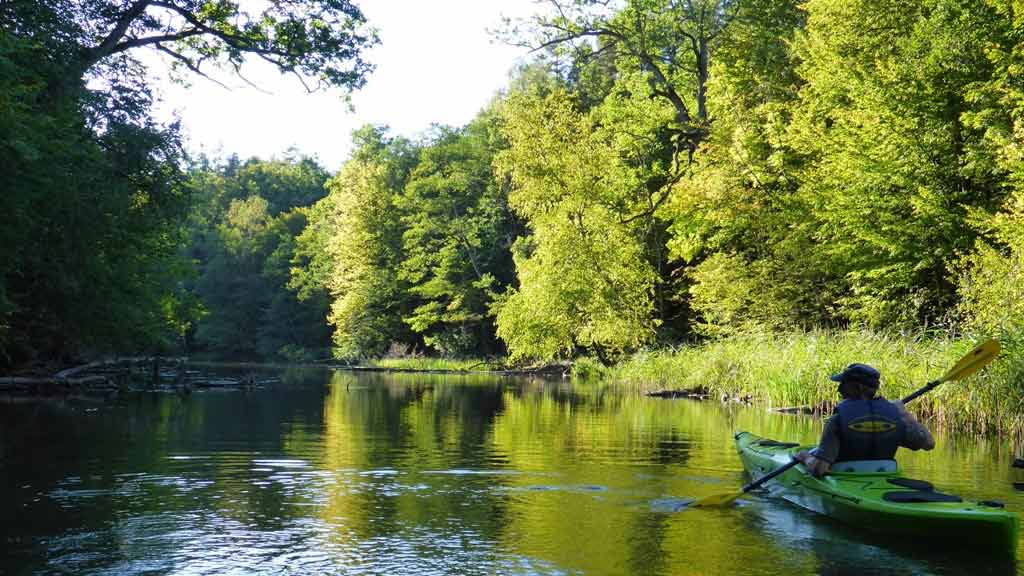 Spływ kajakowy szlakiem rzeki Krutyni - okolice wsi Krutyń Spływ kajakowy szlakiem rzeki Krutyni - okolice wsi Krutyń