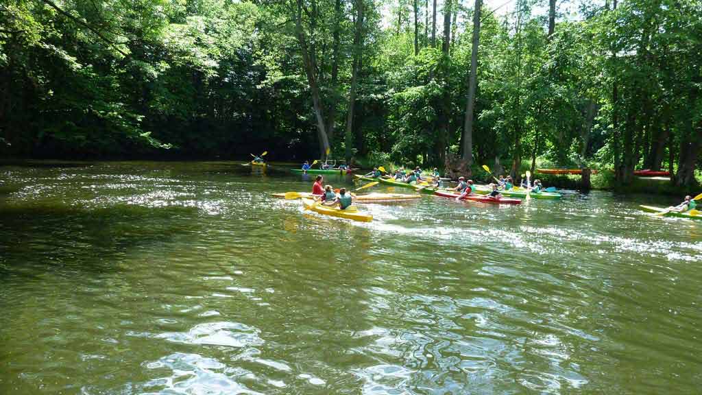 Spływ kajakowy szlakiem rzeki Krutyni - okolica młynu nwodnego w Zielonym Lasku Spływ kajakowy szlakiem rzeki Krutyni - okolica młynu nwodnego w Zielonym Lasku
