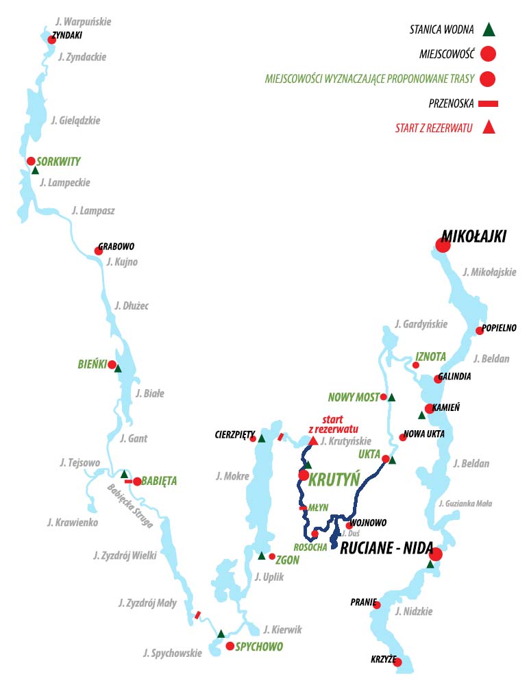 Spływ  Krutynią -  trasa Krutyń - Ukta 