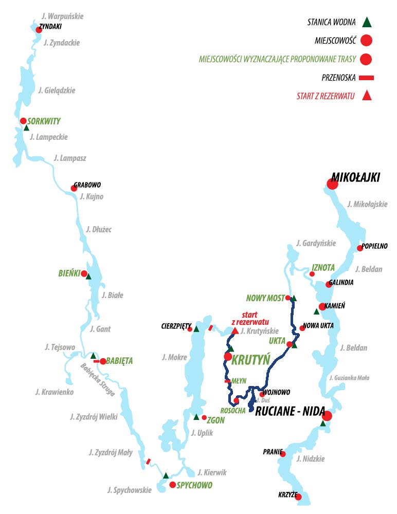 Spływ Krutynią - trasa Krutyń - Nowy Most 