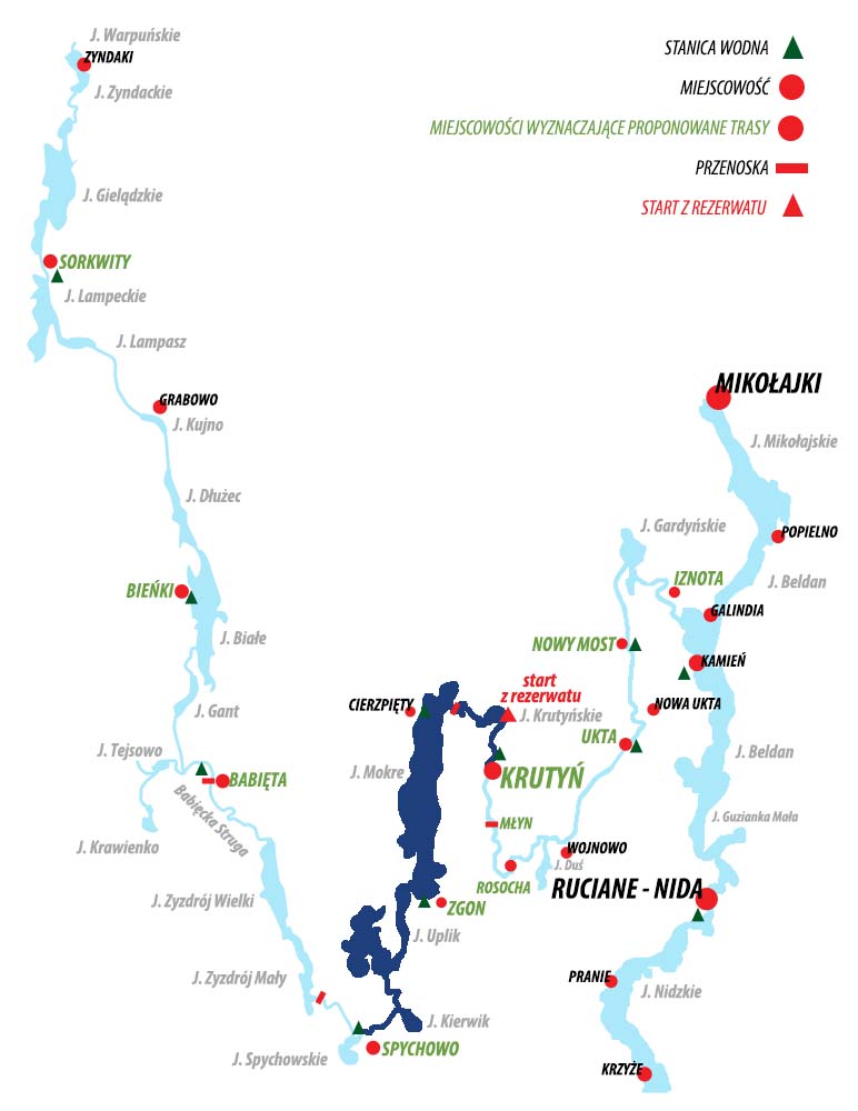 Spływ Krutynią - trasa Spychowo - Krutyń