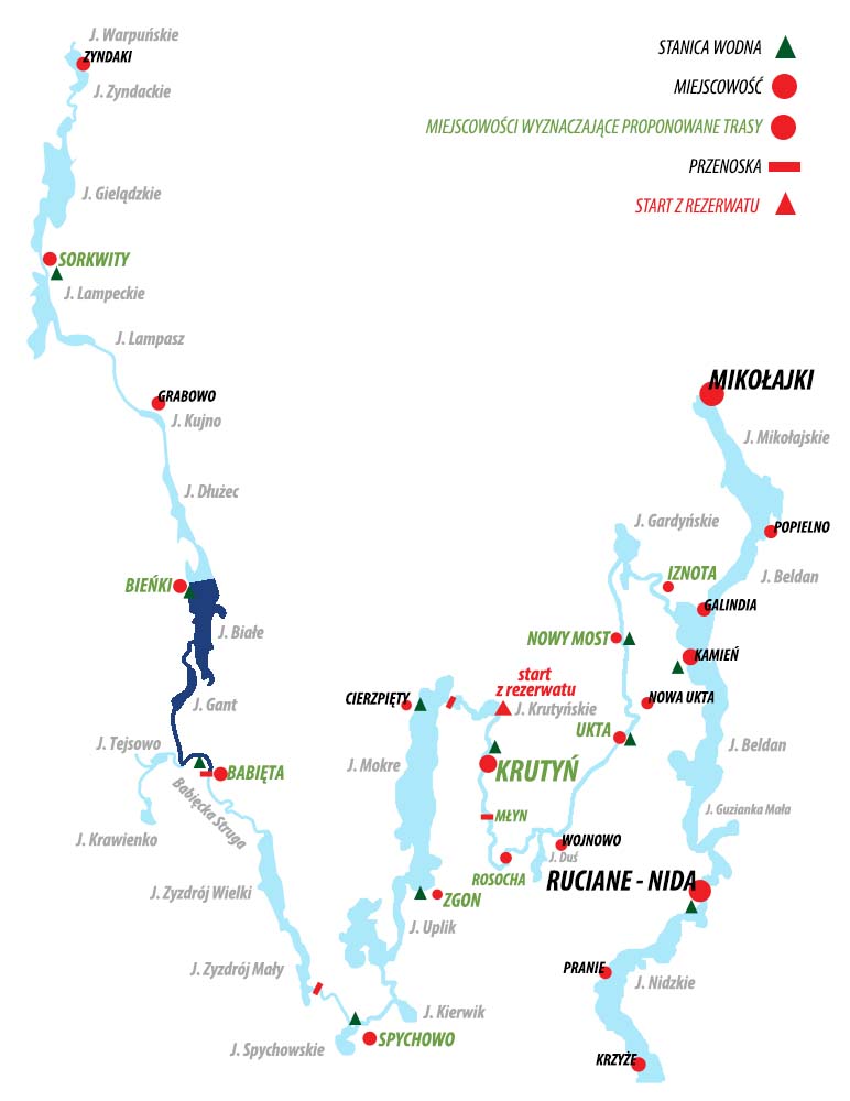 Spływ Krutynią - trasa Bieńki - Babięta